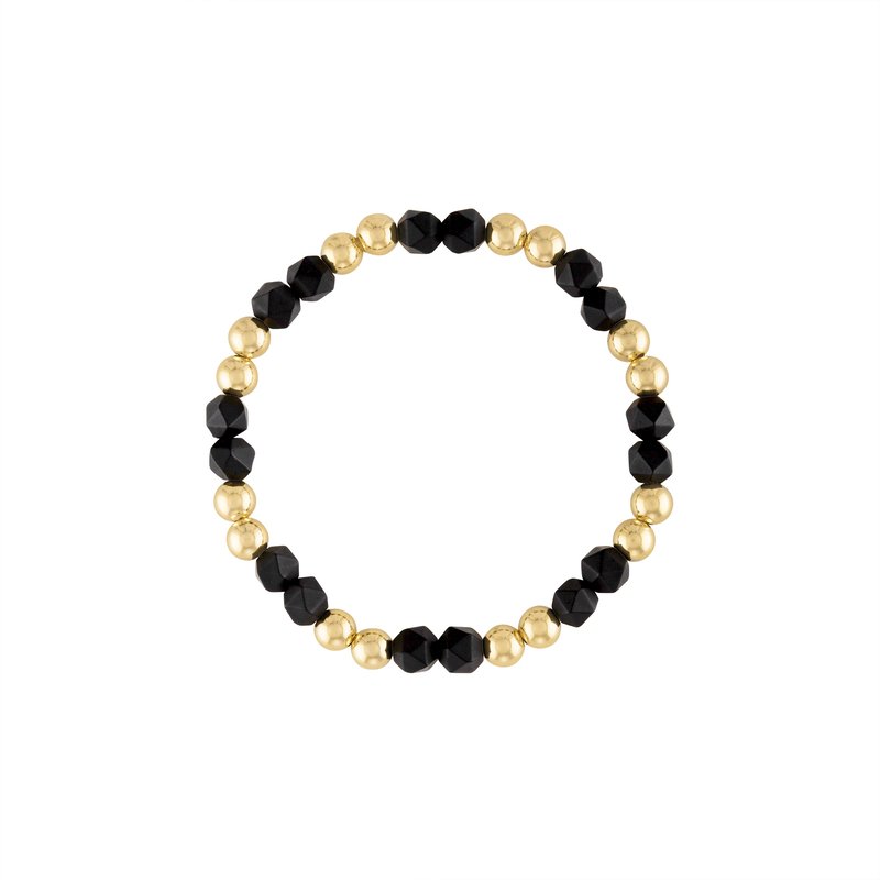 Olivia Le Black Matte Onyx Power Gem Gold Bubble Bracelet