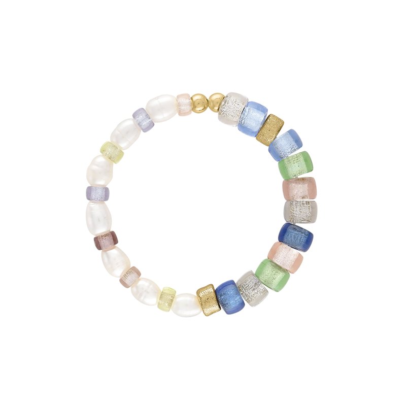 Olivia Le Delphine Glass Bead Bracelet With Pearls In White