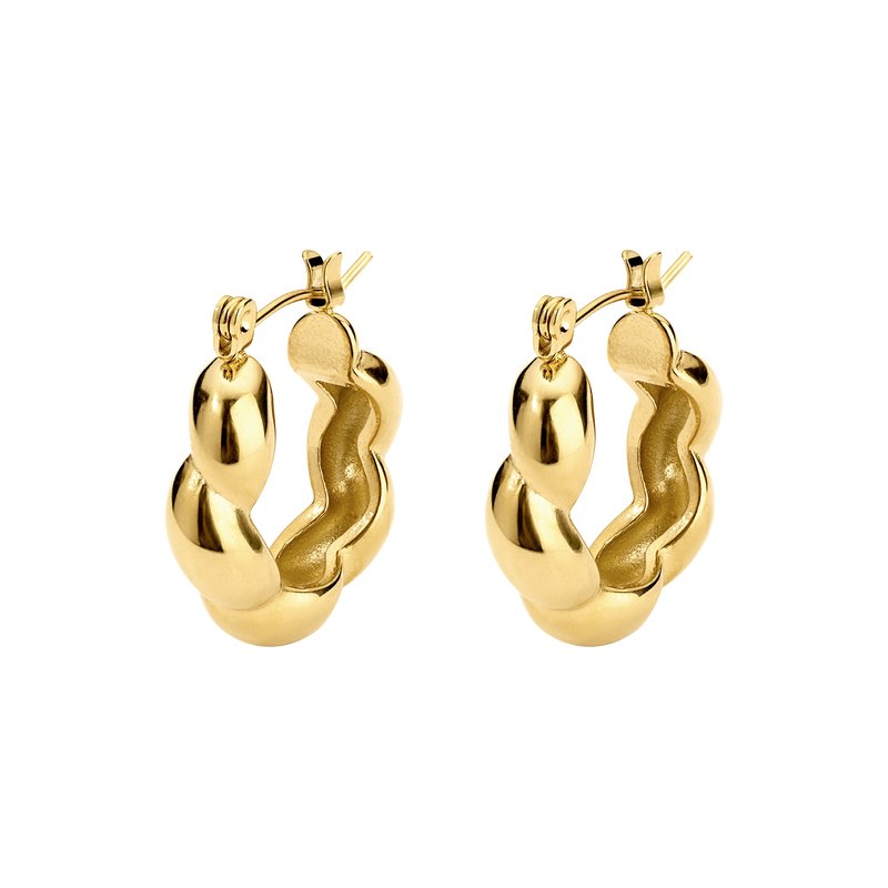 Olivia Le Flora Geometric Floral Hoop Earrings In Gold