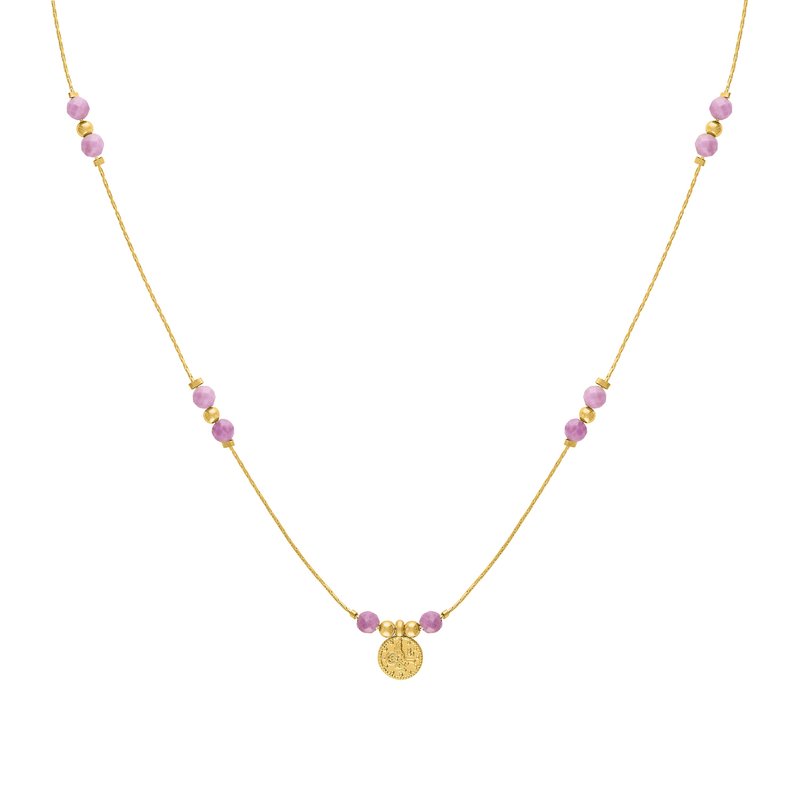 Olivia Le Journey Phosphosiderite Beaded Necklace With Coin In Gold