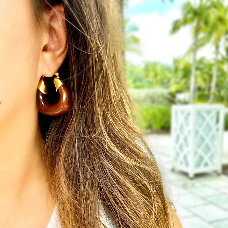 Olivia Le Kylie Acrylic Hoop Earrings In Brown