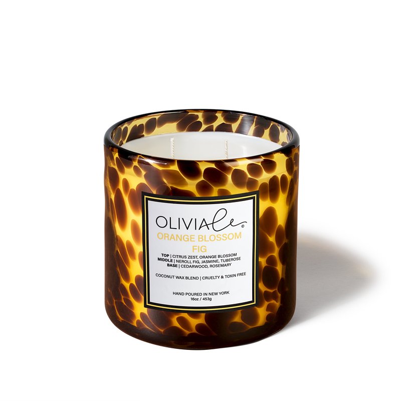 Olivia Le Luxury Scented Non Toxic Candle In Tortoise Glass