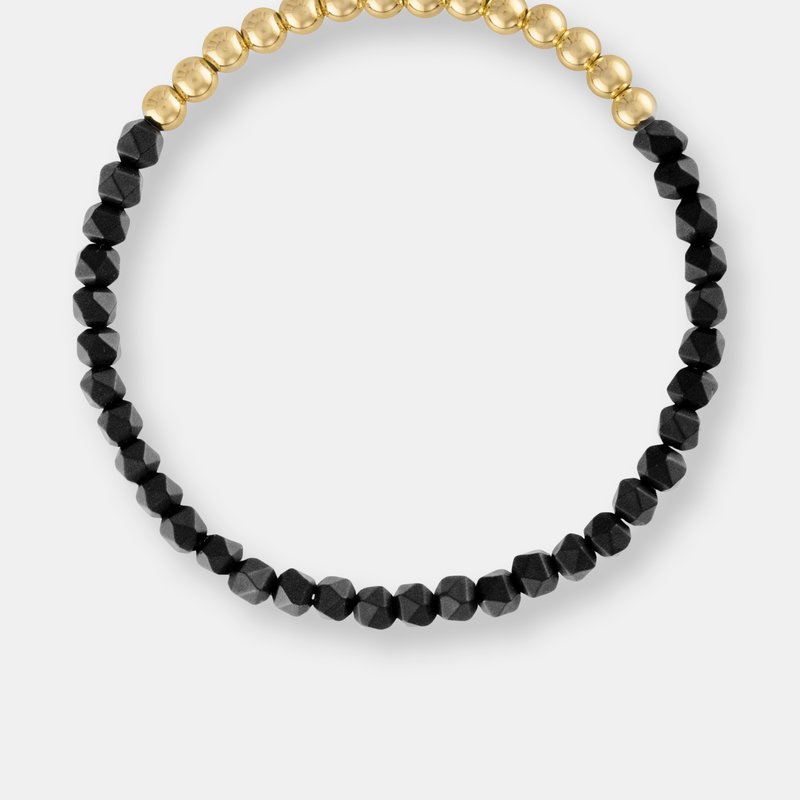 Olivia Le Mini Star Faceted Black Onyx Gold Bracelet