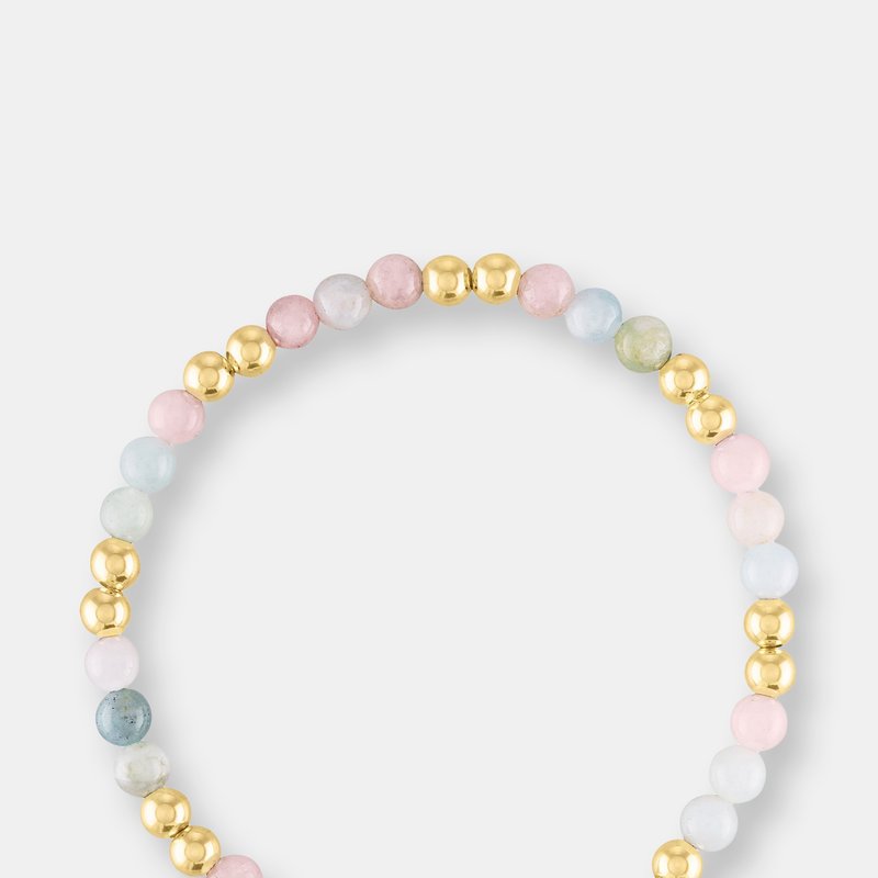 Olivia Le Morganite Golden Bead Bracelet In Pink
