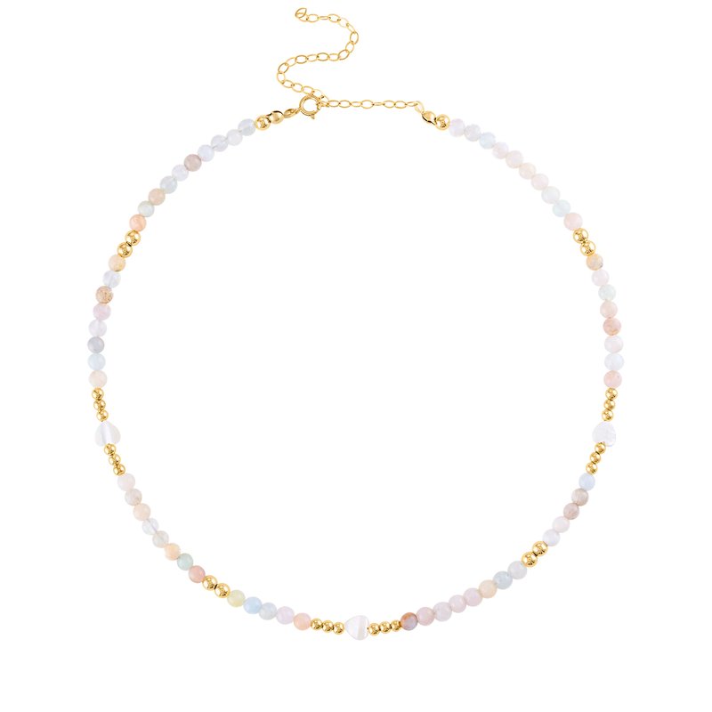 Shop Olivia Le Morganite Heart Beaded Necklace In Yellow