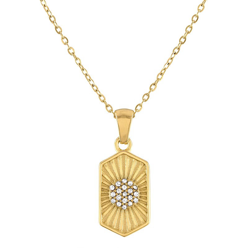 Olivia Le Odessa Hexagon Pave Pendant Necklace In Gold