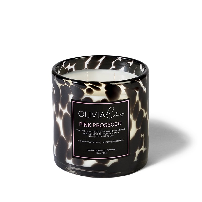 Olivia Le Pink Prosecco Leopard Candle