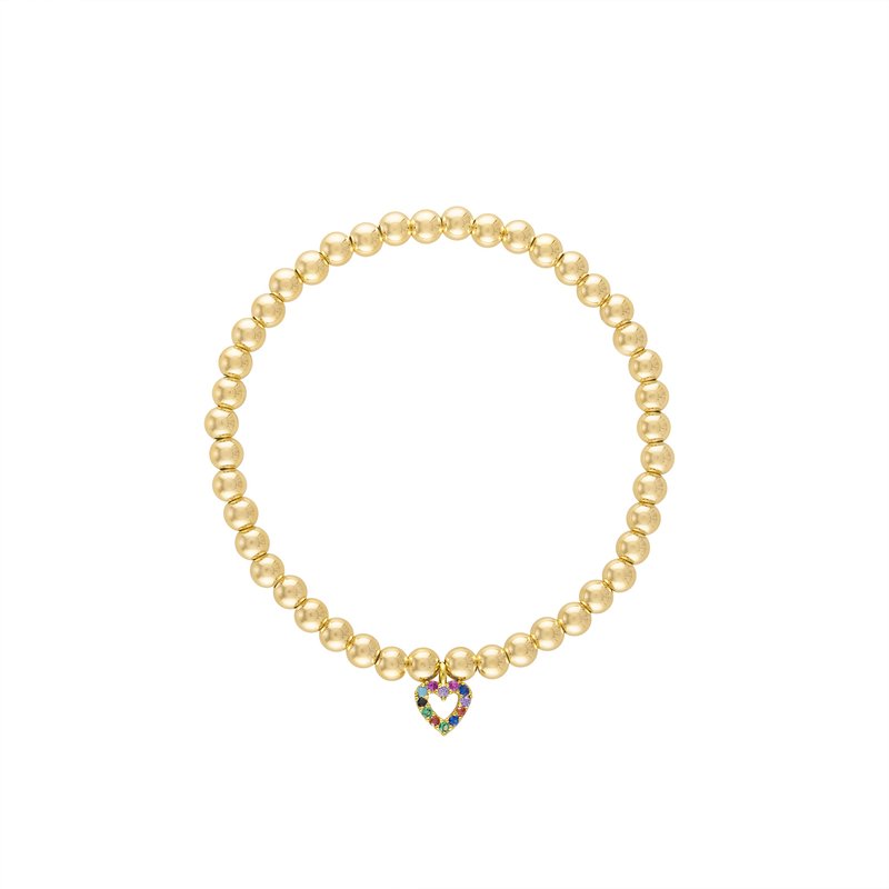 Olivia Le Rainbow Pave Heart Gold Bracelet