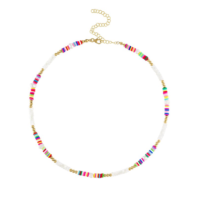 Olivia Le Rio Rainbow Pearl Necklace In Pink