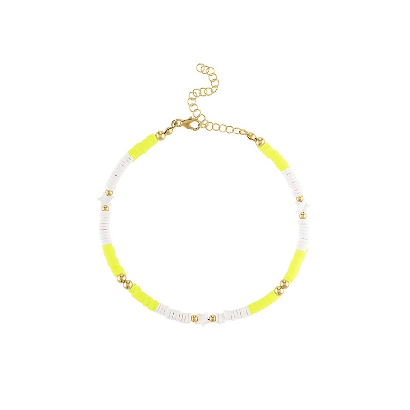 Olivia Le Rio Star Neon Anklet In Yellow
