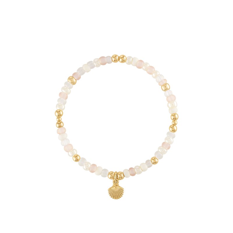Olivia Le Shimmer Bead Shell Charm Bracelet In Gold