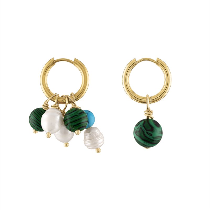 Shop Olivia Le Tyra Stone Charm Hoop Earrings In Green