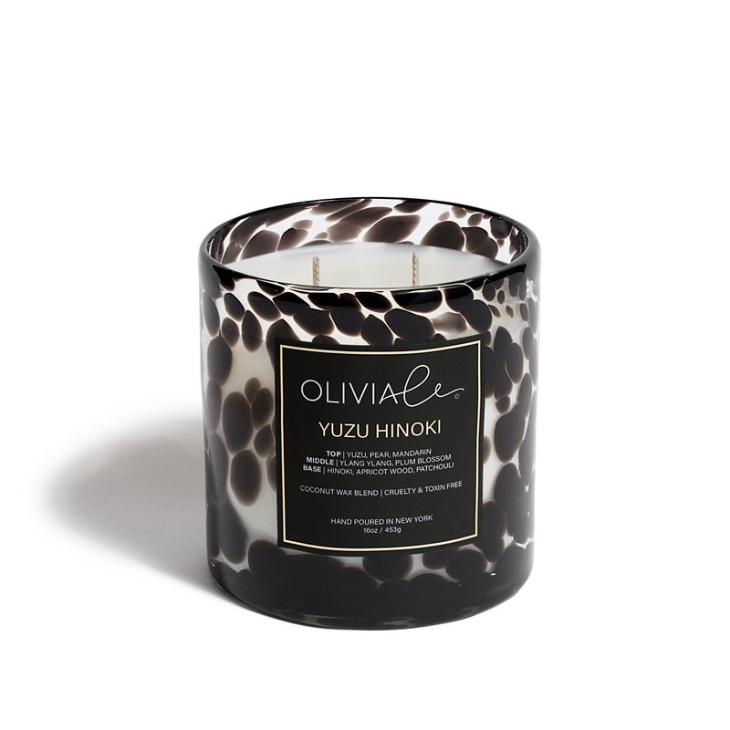 Olivia Le Yuzu Hinoki Leopard Candle In Brown