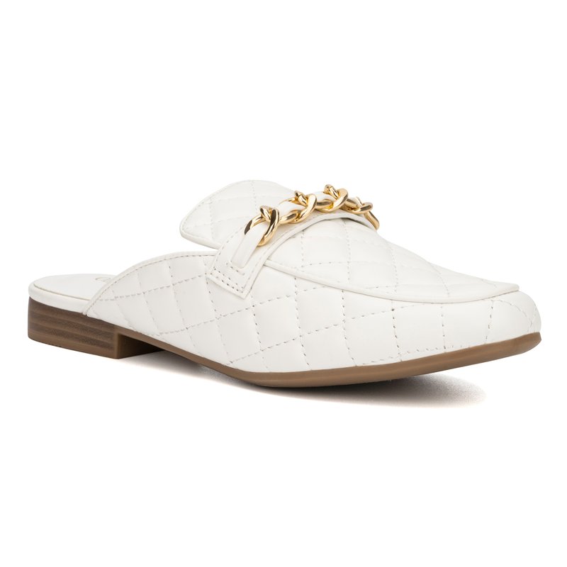 Olivia Miller Amaia Quilted Loafer Mule In White