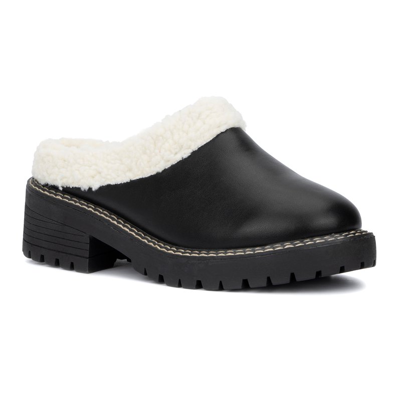 Olivia Miller Marleigh Faux Shearling Lined Mule In Black
