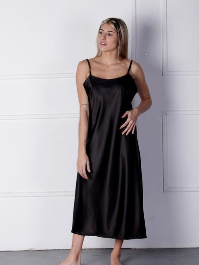 OLYMPIA BLUE Carla-Satin Nightgown - Black product
