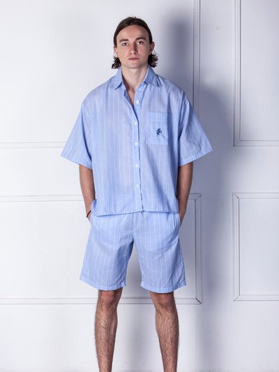OLYMPIA BLUE TOTEM - Men´s Short Pajama Set in cotton and linen product