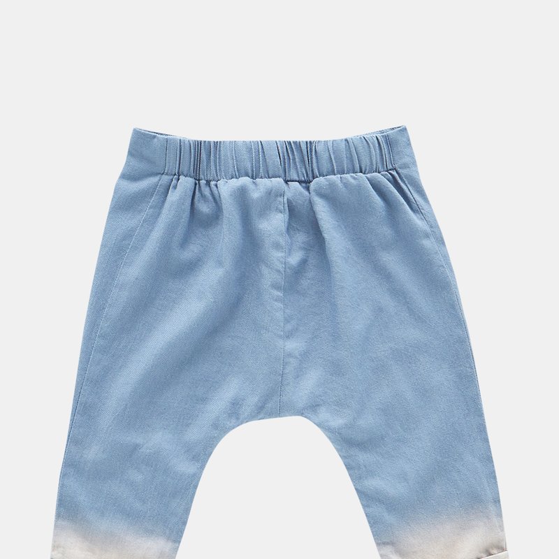 Shop Omamimini Denim Baby Joggers With Front Pleat In Blue