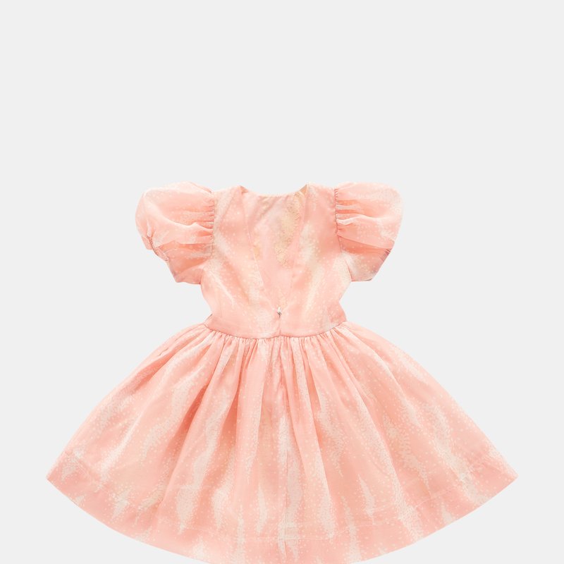 Shop Omamimini Fit & Flare Dress With Puff Sleeves In Pink