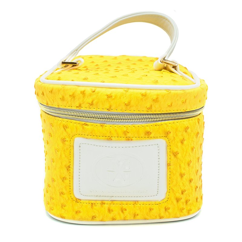 Omm Collection Ostrich Style Large Beauty Bag In Yellow