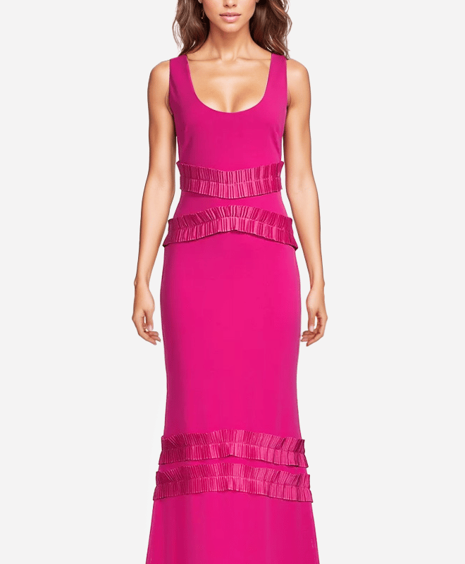 Shop One33 Social The Celeste | Fuchsia Mermaid Gown In Pink
