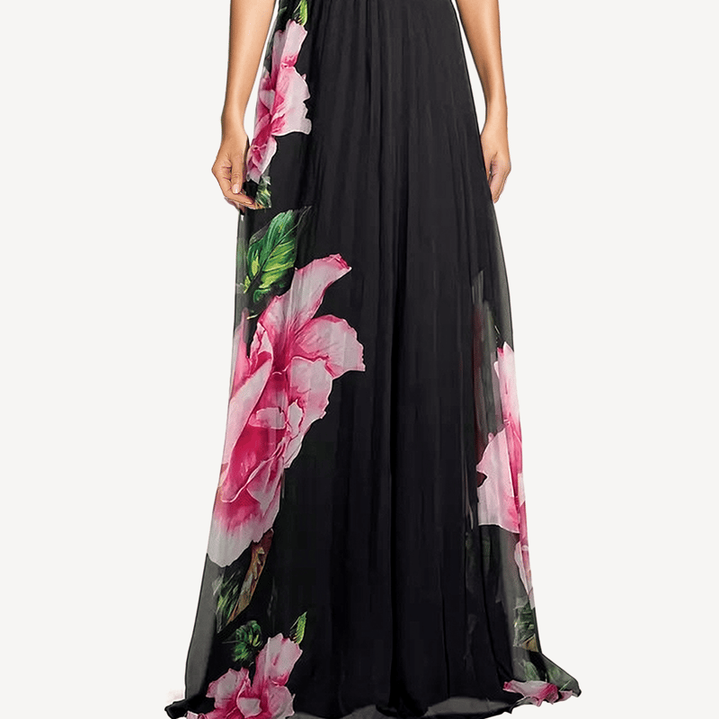 Shop One33 Social The Dasha | Black Strapless Floral Printed Maxi Dress