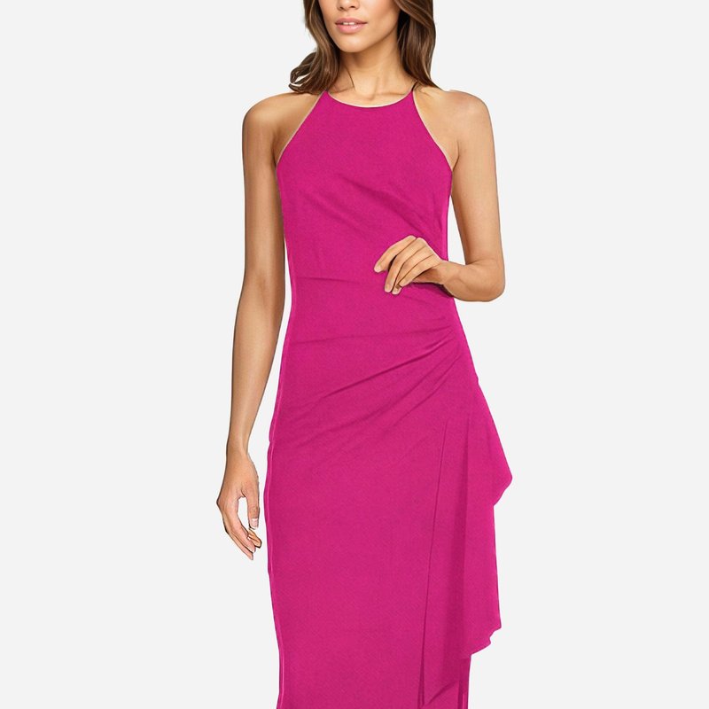 One33 Social The Gemma | Fuchsia Stretch Crepe Gown In Pink