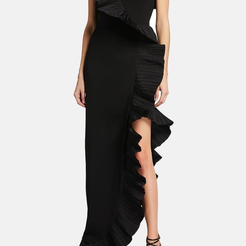 One33 Social The Mercer | Black Pleated Ruffle Gown