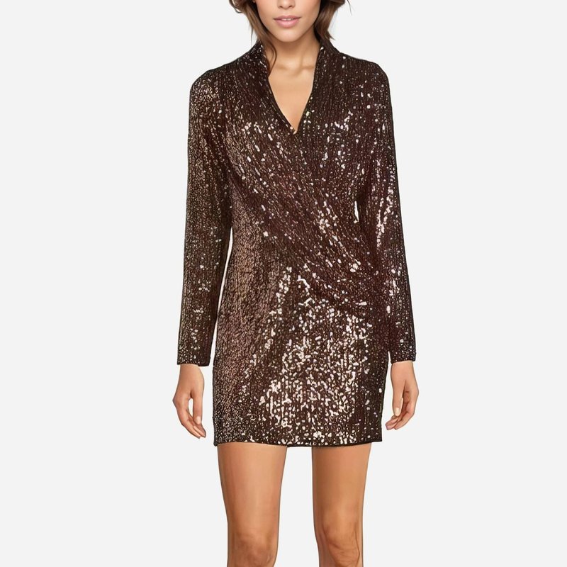 Shop One33 Social The Norma | Copper Sequin Cocktail Dress In Brown