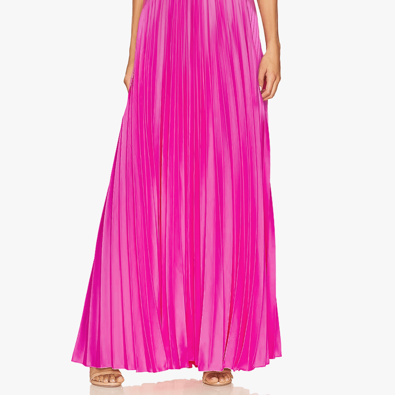 Shop One33 Social The Pauline | Pink Pleated Deep-v Gown