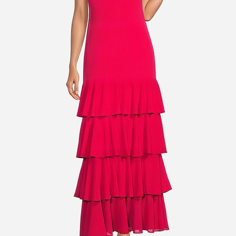 Shop One33 Social The Ramy | Raspberry V-neck Maxi Gown In Red
