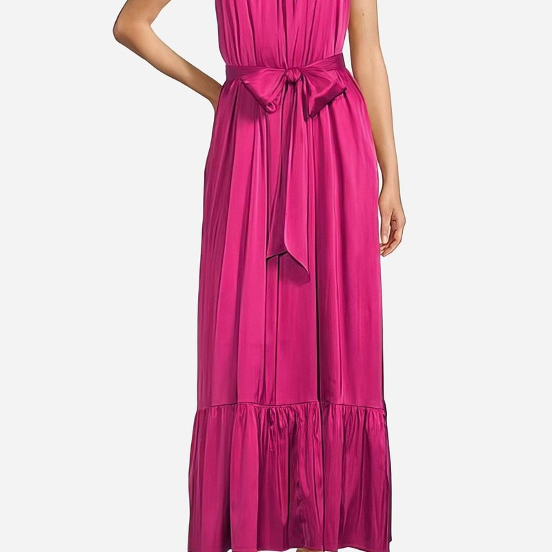 One33 Social The Sherry | Fuchsia Satin Maxi Dress In Pink