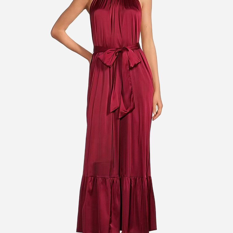 One33 Social The Sherry | Red Satin Maxi Dress