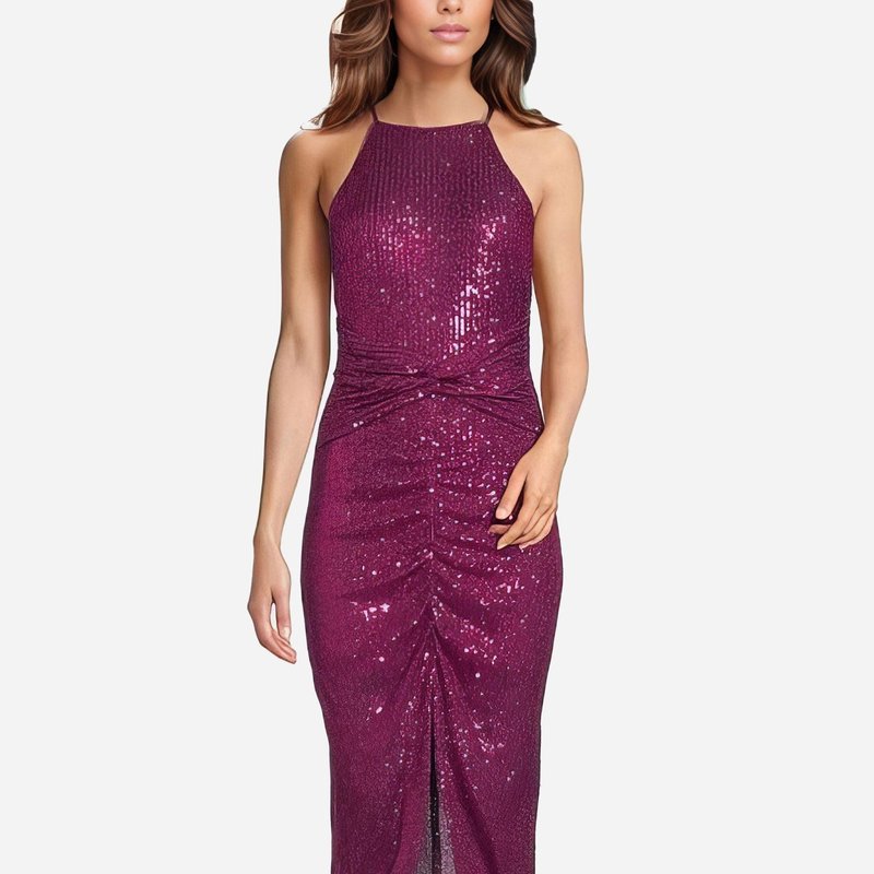 One33 Social The Val | Sequin Midi Cocktail Dress In Purple