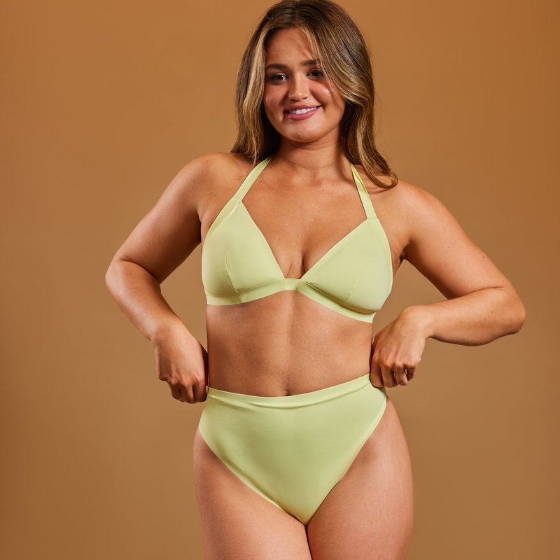 Onewith Swim Lasata Super High Waist Bikini Bottom In Green