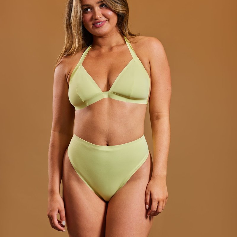 Onewith Swim Wainscott Triangle Halter Bikini Top In Green