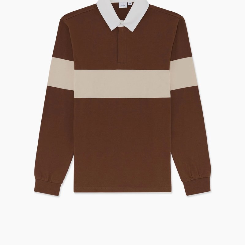 Onia Men's Colorblock Long Sleeve Polo In Brown