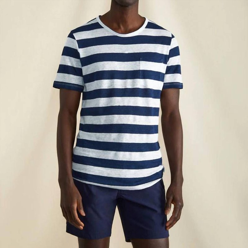Shop Onia Mens Marco Stripe Short Sleeve Pocket Tee In Navy/white In Blue