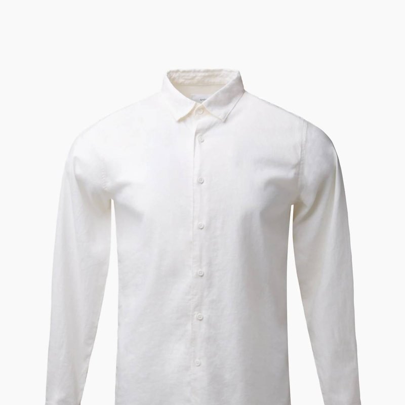 Shop Onia Mens Stretch Linen Long Sleeve Shirt In White