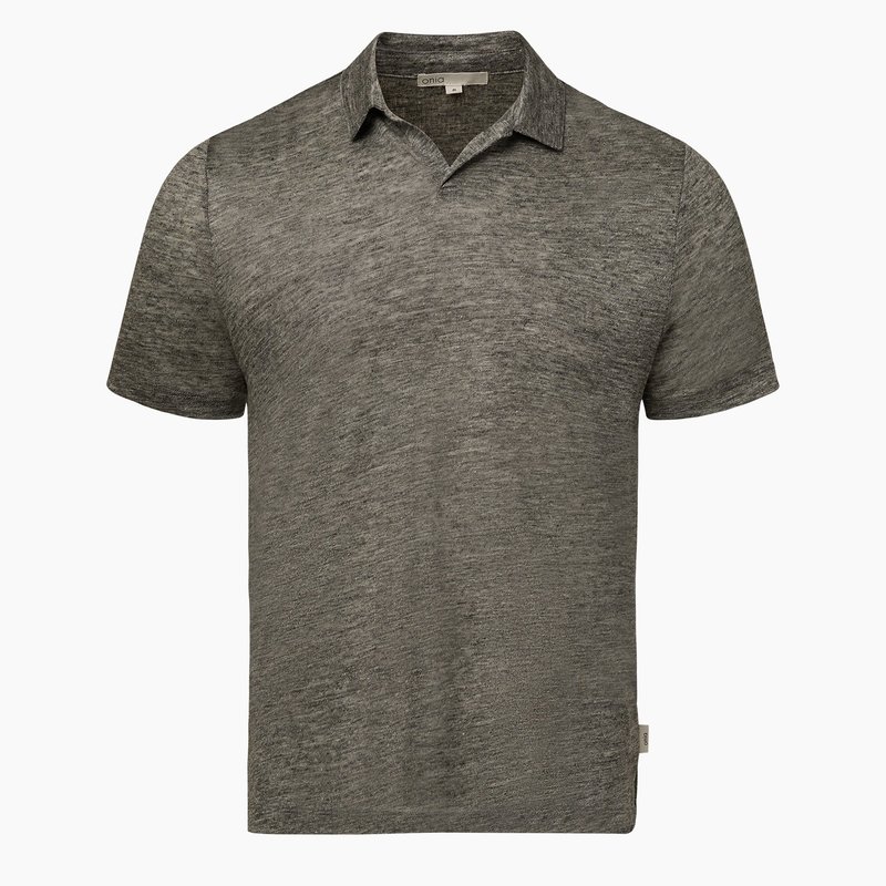 Shop Onia Shaun Linen Polo T-shirt In Grey