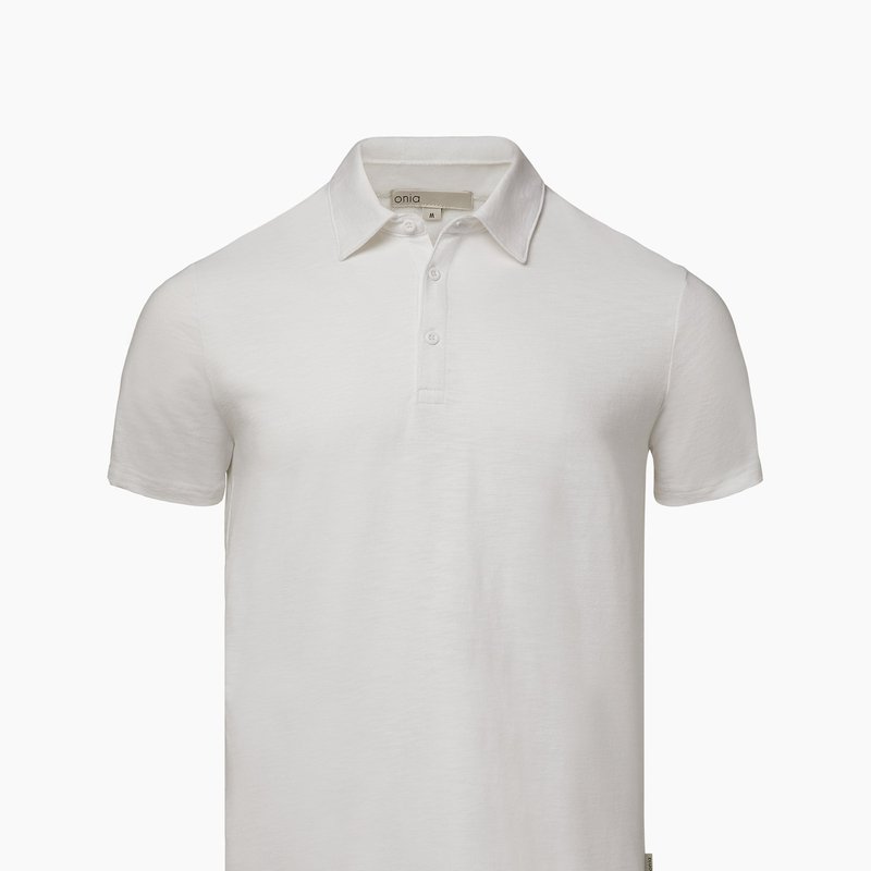 Onia Slub Short Sleeve Polo In White