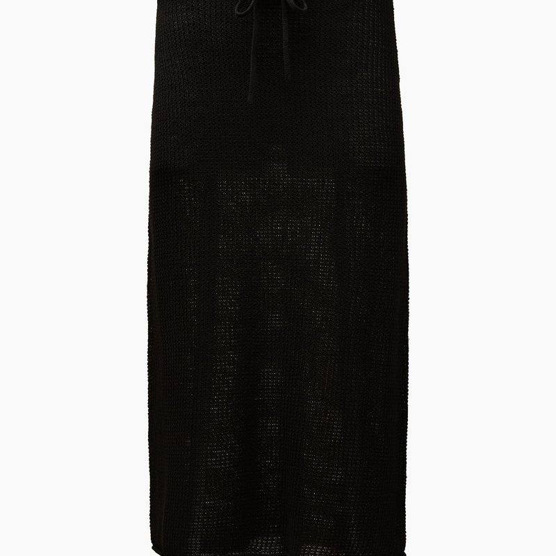 Onia Textured Linen Sweater Drawstring Midi Skirt In Black