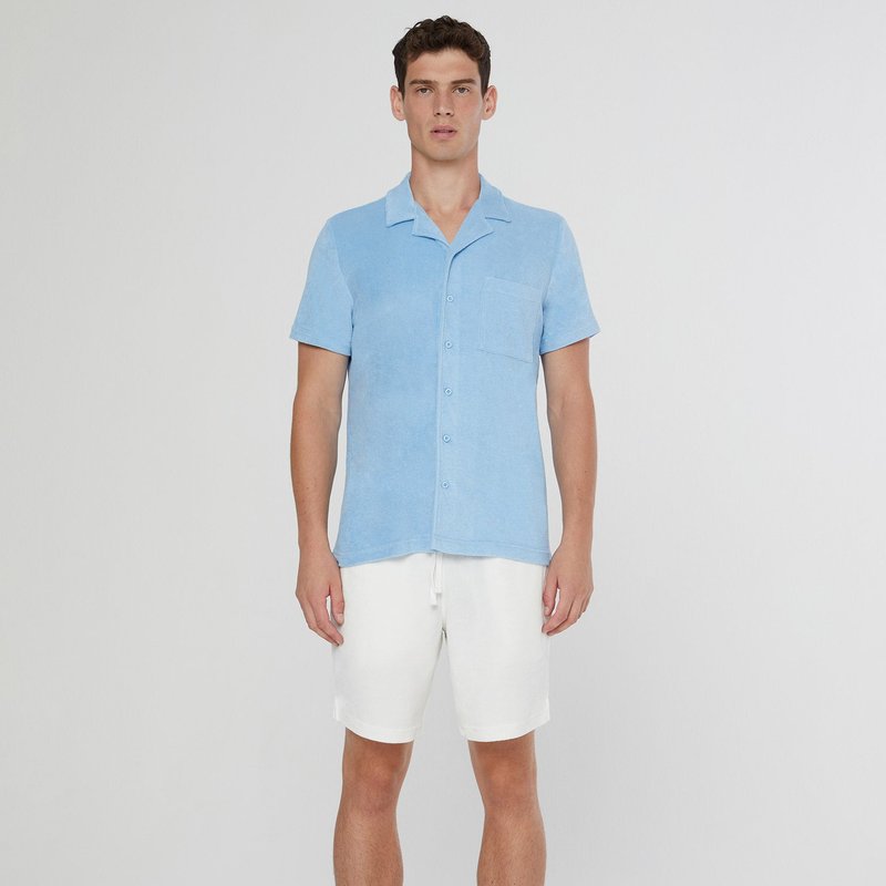Shop Onia Towel Terry Camp Shirt In Blue