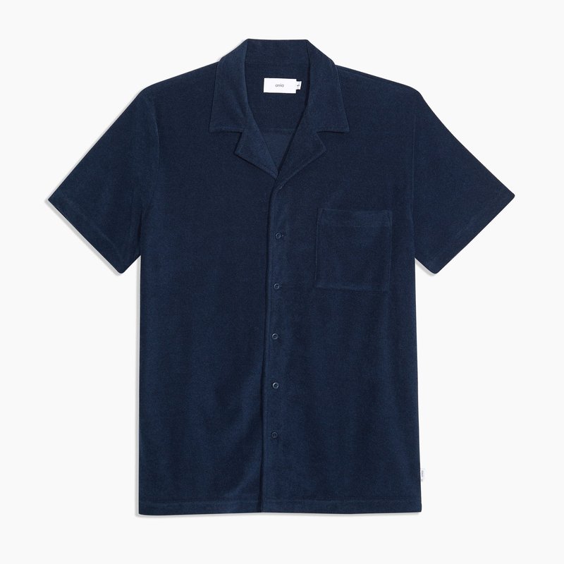 Onia Towel Terry Camp Shirt In Blue