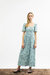 Beatrice Maxi Dress With Sweetheart Neckline / Cottage Blue + Pewter Green Toile Cotton