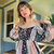 Marcela Dress / Peach + Black Cotton Floral Stripe