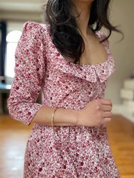 Marisol Dress / Pink (Ruby Red on Milkly White) Cotton Floral
