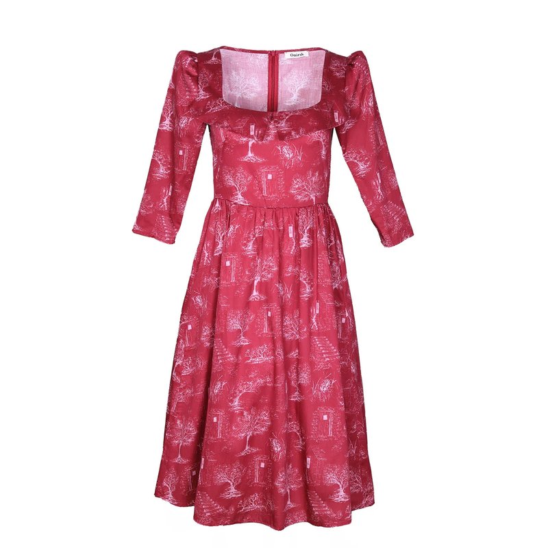 Onīrik Marisol Dress / Ruby Red + Alabaster Cotton Toile