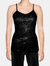 USA Made Ooh la la Sequin Tank Special Occasion Spaghetti Strap Camisole Top Fully lined Lined - Black