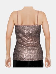 USA Made Ooh la la Sequin Tank Special Occasion Spaghetti Strap Camisole Top Fully lined Lined